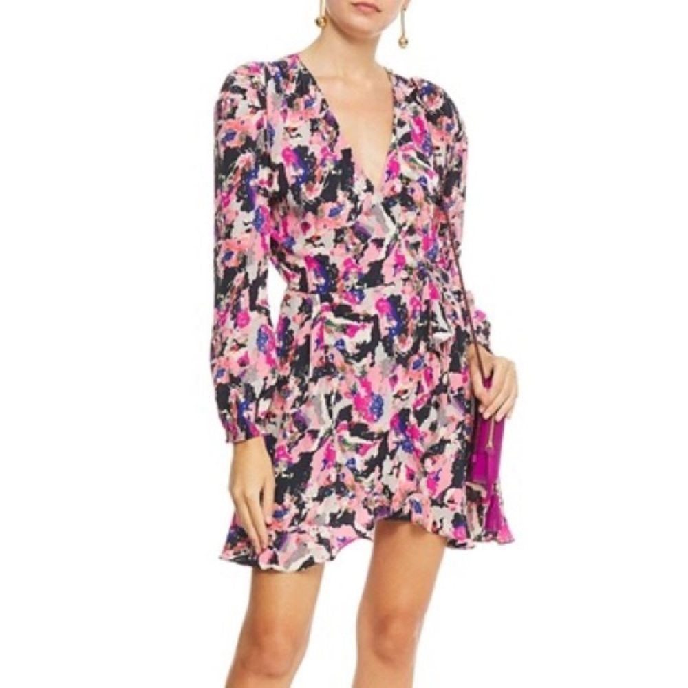 Iro multi-color wrap dress with shoulder pads